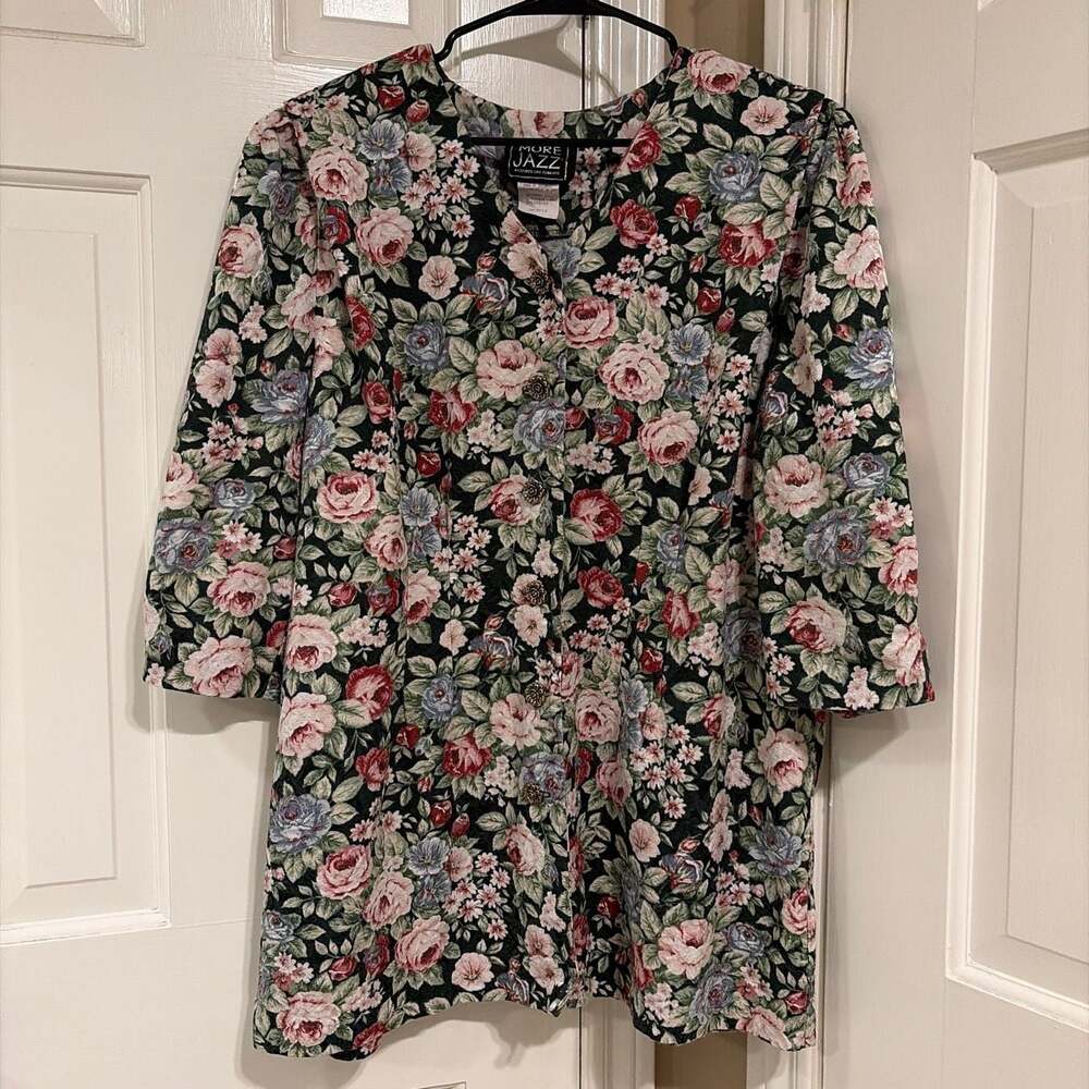 Vintage More Jazz Floral Print Button-Front Jacket